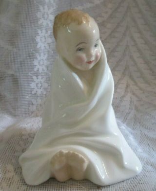Royal Doulton " This Little Pig " Figure: Boy Wrapped In White Blanket