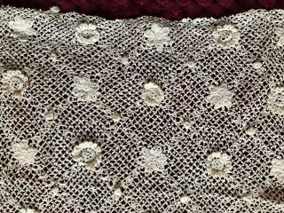Antique Irish Crochet Lace Work 10 By 11 1/2 "