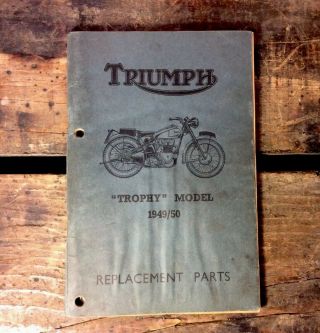 Triumph Vintage Replacement Parts Booklet Book 1949 1950 Trophy Model 49 50