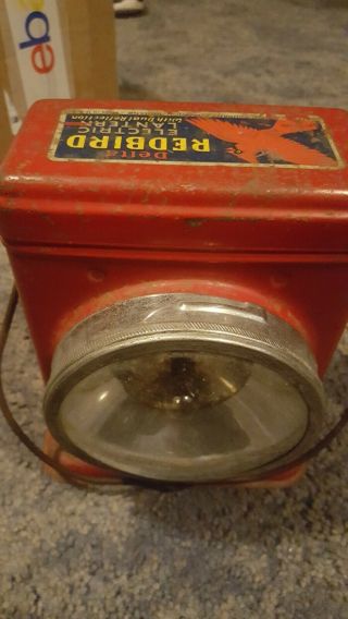 Antique Vintage Delta Redbird Railroad Electric Lantern Light