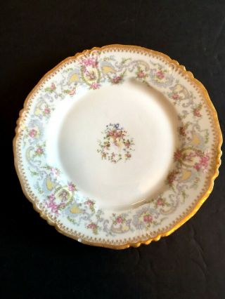 Vintage Antique J P L France Plate Floral Gilt Trim 8 3/4 "