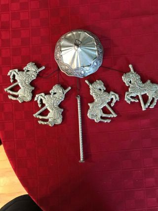 Wind Chimes Heavy Pewter Horse Carousel.  18”