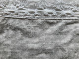 Vintage large embroided table cloth lace edged,  from 1950s. 5