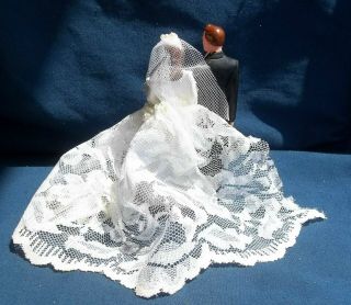 Vintage Bride Groom Figurine Marblelike Novelty Co.  1949 Wedding Cake Topper 5