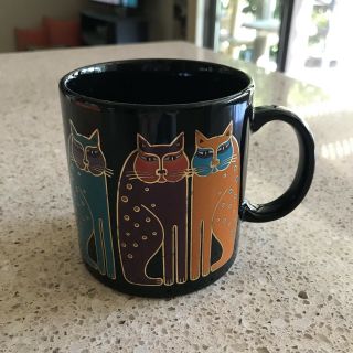 Laurel Burch Mug Siamese Cats Ceramic Black 16 Oz Coffee Tea