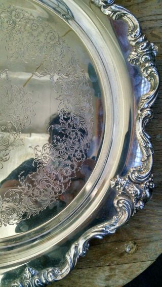 Webster Wilcox DU BARRY Silver plate Tray Round Silver Plate Platter 2