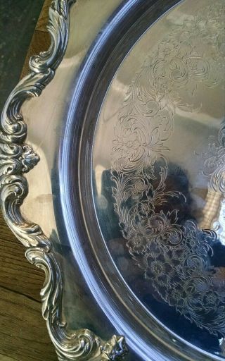 Webster Wilcox DU BARRY Silver plate Tray Round Silver Plate Platter 3
