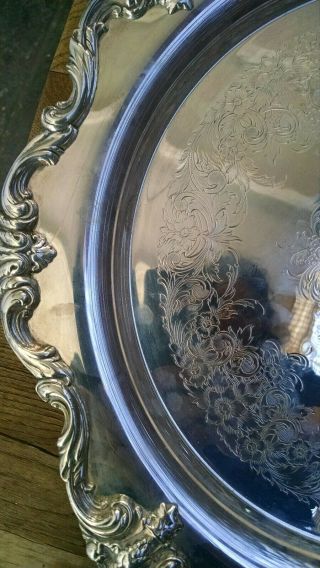 Webster Wilcox DU BARRY Silver plate Tray Round Silver Plate Platter 4