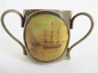 Antique Silver Plated Tyg Depicting Schooner " Saint Helena " East India Co 1814