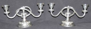 Vintage Ianthe Ornate 2 Arm Silver Plate Candelabra Made In England
