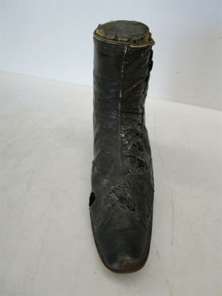 Antique / Vintage Victorian Leather Women ' s Boot W/ Wood Block Inside Shoes 2