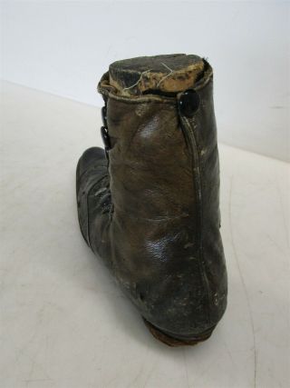 Antique / Vintage Victorian Leather Women ' s Boot W/ Wood Block Inside Shoes 3
