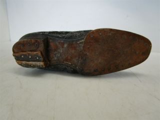 Antique / Vintage Victorian Leather Women ' s Boot W/ Wood Block Inside Shoes 4