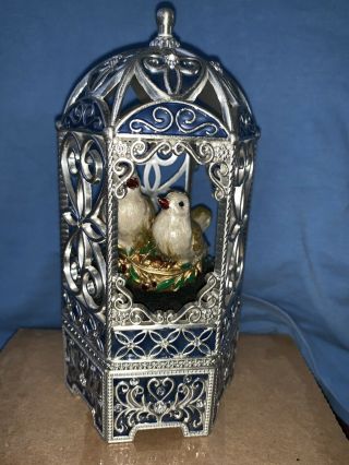 Vintage Ornate Bird Cage Sankyo Music Box Plays The Nut Cracker Song 7x4 "