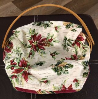 Longaberger Basket 2006 Protector Liner Poinsettia Fabric Oval 1523