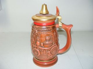 Avon Beer Stein Tribute To American Firefighters Stein Bell On Lid 1989 205529