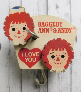 Raggedy Ann And Andy Vintage Wood Hanging Wind Up Music Box For Baby Mobile