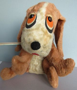 Vintage Plush Dog Basset Hound Bloodhound Stuffed Animal Toy Unmarked 1960s - 70s