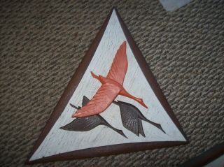 Vtg Mid Century Modern Burwood MCM Flying Geese wall hanging Plaques 16.  5 x 19” 4