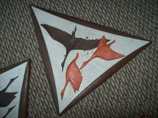 Vtg Mid Century Modern Burwood MCM Flying Geese wall hanging Plaques 16.  5 x 19” 5