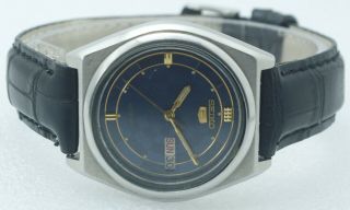 VINTAGE SEIKO 5 MEN ' S BLUE DIAL AUTOMATIC 17 JEWELS 7009 DAY & DATE WRIST WATCH 5