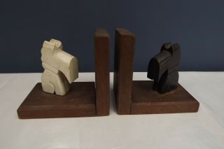 Vintage Wooden Bookends Scotty Dogs