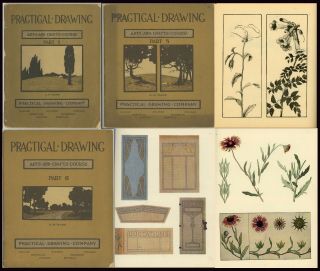 Antique 3 Practical Drawing Arts And Crafts Course Books 1909 G W Ware Illus