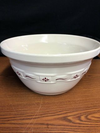 Longaberger Pottery Extra Large Mixing Bowl Woven Traditions Classic Red 11 3/4