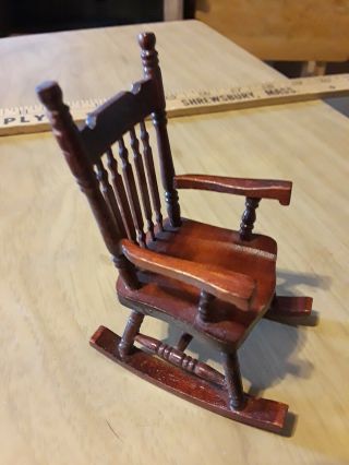 Vintage Dollhouse Miniatures Wooden Rocking Chair 2