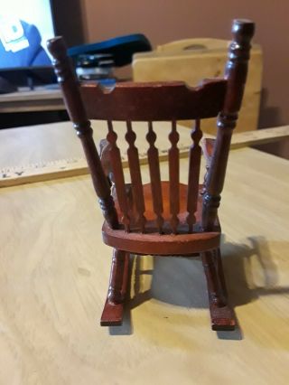 Vintage Dollhouse Miniatures Wooden Rocking Chair 3