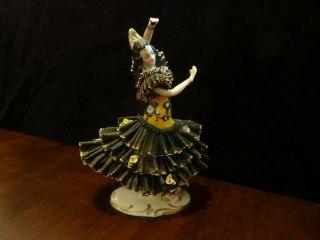 Black Dresden Lace Porcelain Flamenco Dancer Figurine - Frankenthal - Germany
