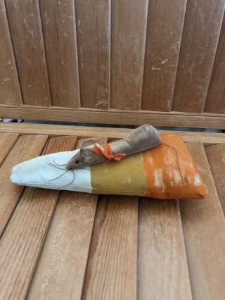 Primitive Grungy Mouse On Candy Corn - Fall/halloween Decor