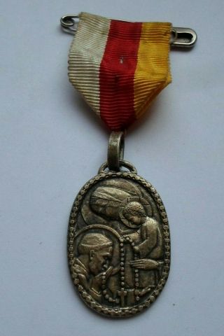 Antique Our Lady Of Lourdes Religious Christian Rosary Pilgrimage French Medal
