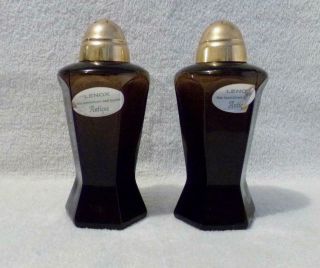 Vintage Lenox Brown Glass " Antique " Salt And Pepper Shaker Set - Marked - Look