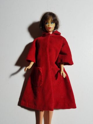 Barbie Size Vintage Clone & Handmade Red Corduroy Coat - No Doll