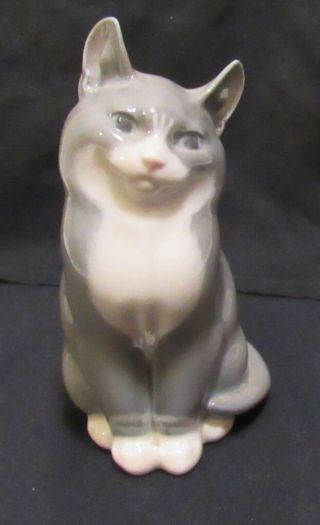 Vintage Royal Copenhagen - Grey Cat W/ Leg Rings 1803 Kitten