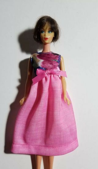 Barbie Size Vintage Handmade Pink Empire Waist Dress - No Doll