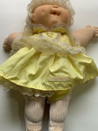 15 " Vintage 1987 Talking Cabbage Patch Kid Doll Girl Cpk Dolly Toy Golden Blond
