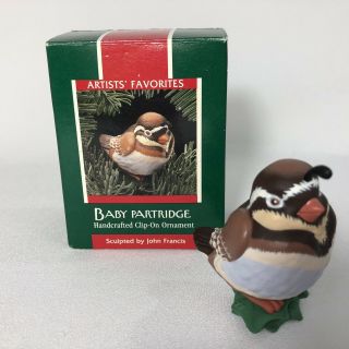 Hallmark Baby Partridge Clip On Ornament Christmas Bird 1989 Box Vtg