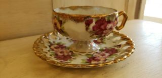 Vintage Tea Cup And Saucer Napco Hand Painted ED248 Hand Painted 6 
