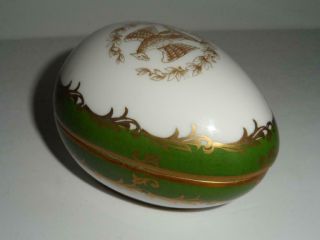 Limoges Fm France Hand Painted Egg Shaped Trinket Box