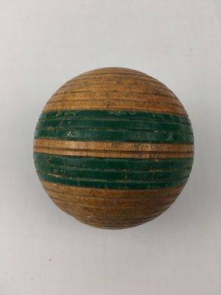 Vintage Ribbed Wooden Croquet Ball Green