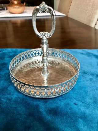 Vintage Victorian Silver Plate Tray Stand Candy Dish