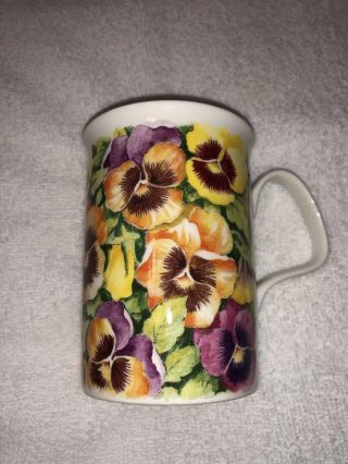 Roy Kirkham Pansy Coffee Or Tea Cup Mug Made In England 1994 Fine Bone China