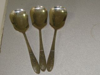 (3) Vintage Rogers.  Silver Plate.  Presentation.  Berry/ice Cream Serving Spoon 1948