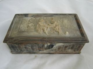 Vintage Incolay Stone Trinket Jewelry Box 8 " X 4.  5 " Made In Usa Nr