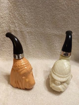 Vintage Avon Decanter Glass Bottles Blood Hound & Bulldog Dog Pipe After Shave