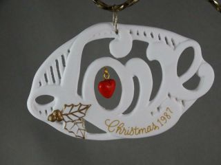 Hallmark Word Of Love Heart Porcelain Christmas Ornament 1987