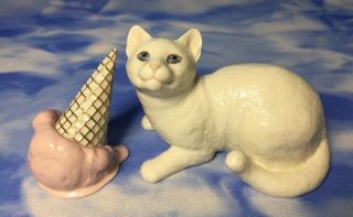 Htf Lenox Delicious Dilemma Porcelain Kitty Cat Ice Cream Figurines 802867 Euc