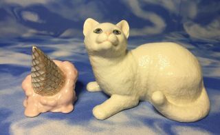 HTF Lenox Delicious Dilemma Porcelain Kitty Cat Ice Cream Figurines 802867 EUC 2